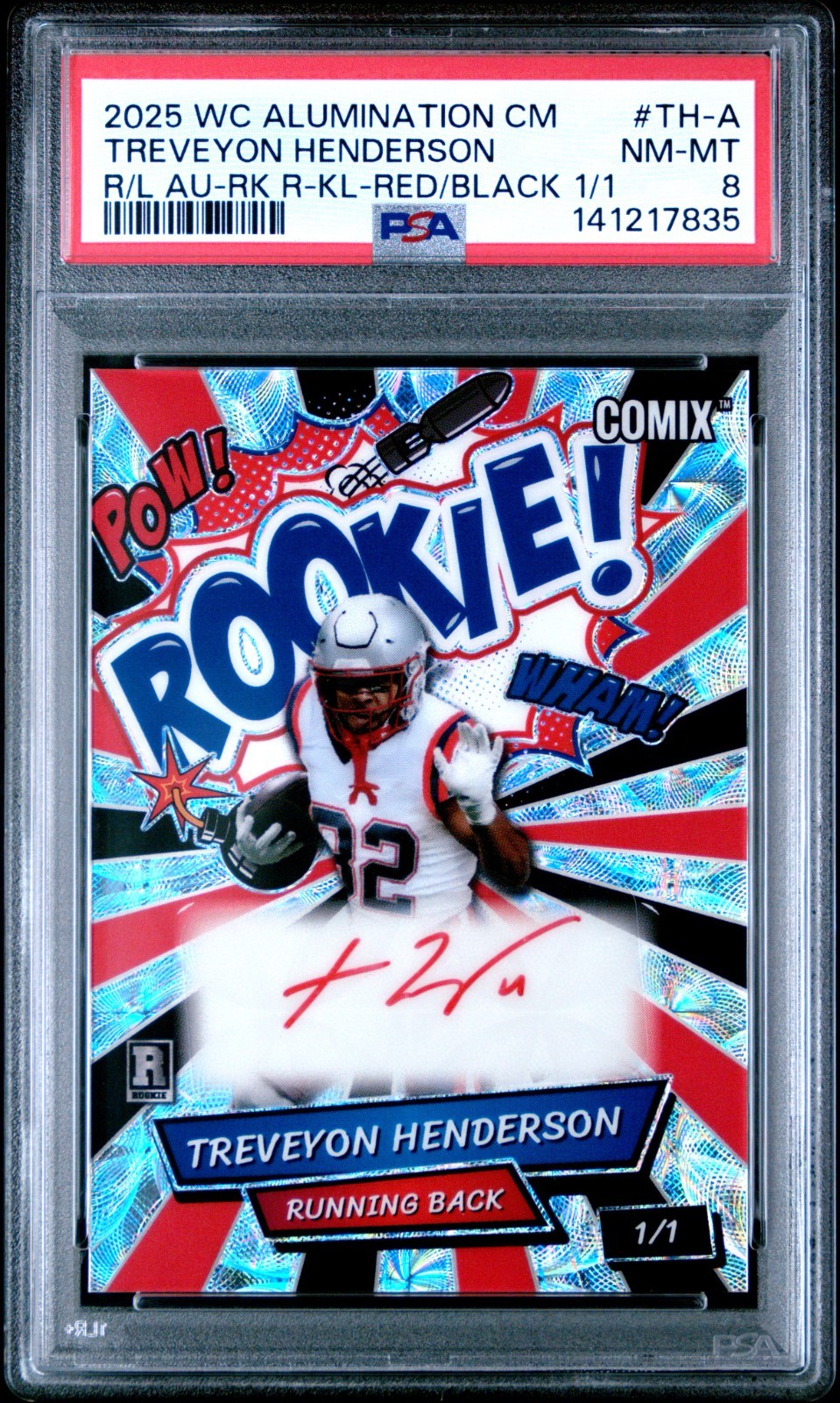 TreVeyon Henderson Wild Card Alumination Comix Rookie and Legend Autographs #THA Rookie Red White & Blue-Kaleidoscope Foil-Red/Blue/White