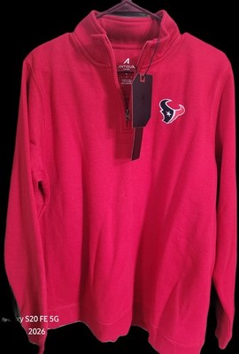 Antigua Houston Texans NFL Red Quarter-Zip Sweatshirt Pullover, L Football