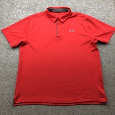 Under Armour Polo Shirt Mens XL Red HeatGear Golf Athletic Loose Fit Performance