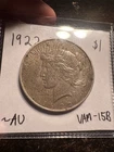 1922 D $1 VAM-15B Peace Dollar AU