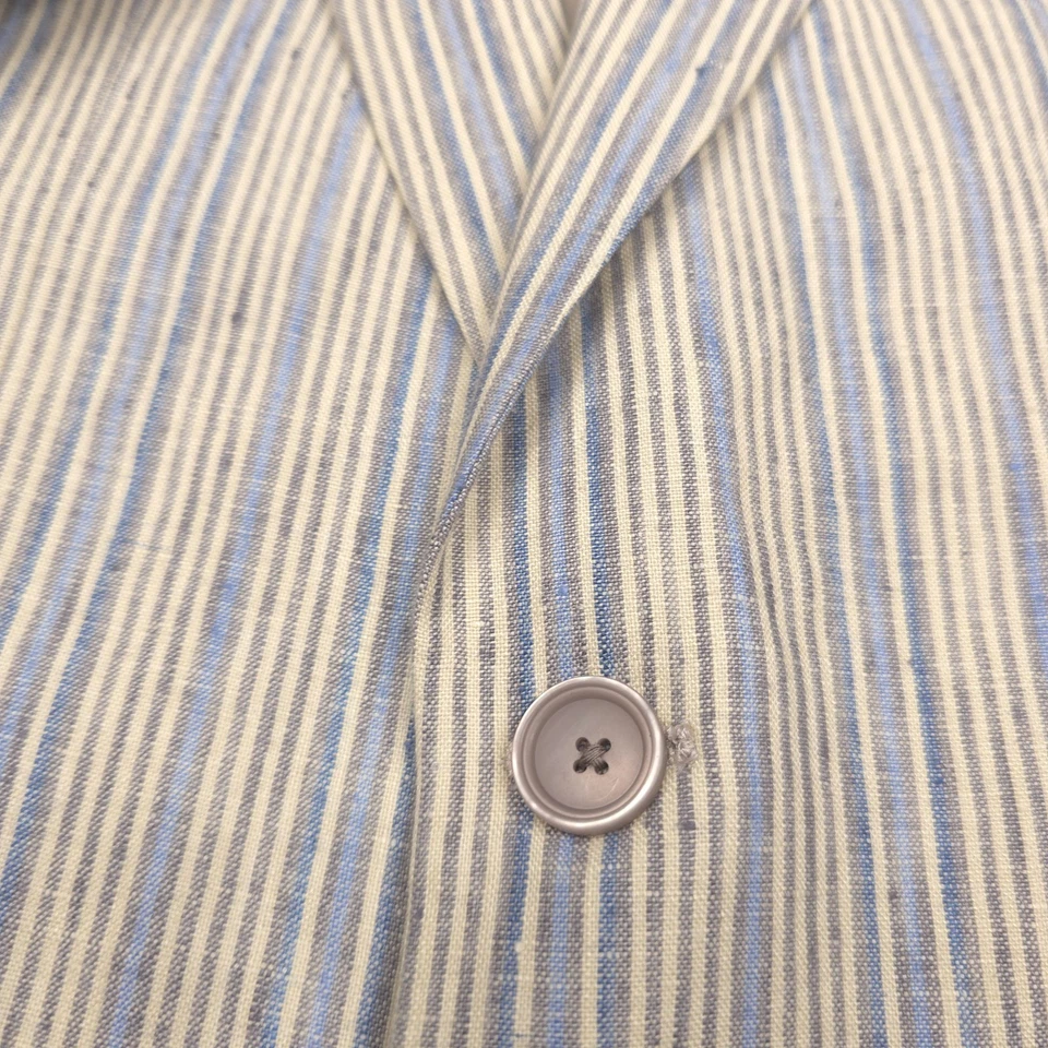 $360 BAR III Crema Rayas Calce Ajustado Lino Abrigo Deportivo Blazer Chaqueta Para Hombres Talla 36S Foto 4 de 4