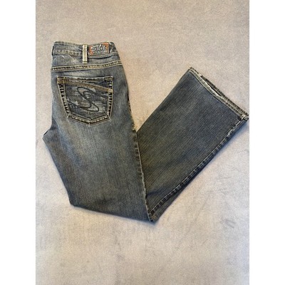 Silver Jeans Women 31 Blue Low Rise Bootcut Aiko Pants Light Wash Denim Stretch