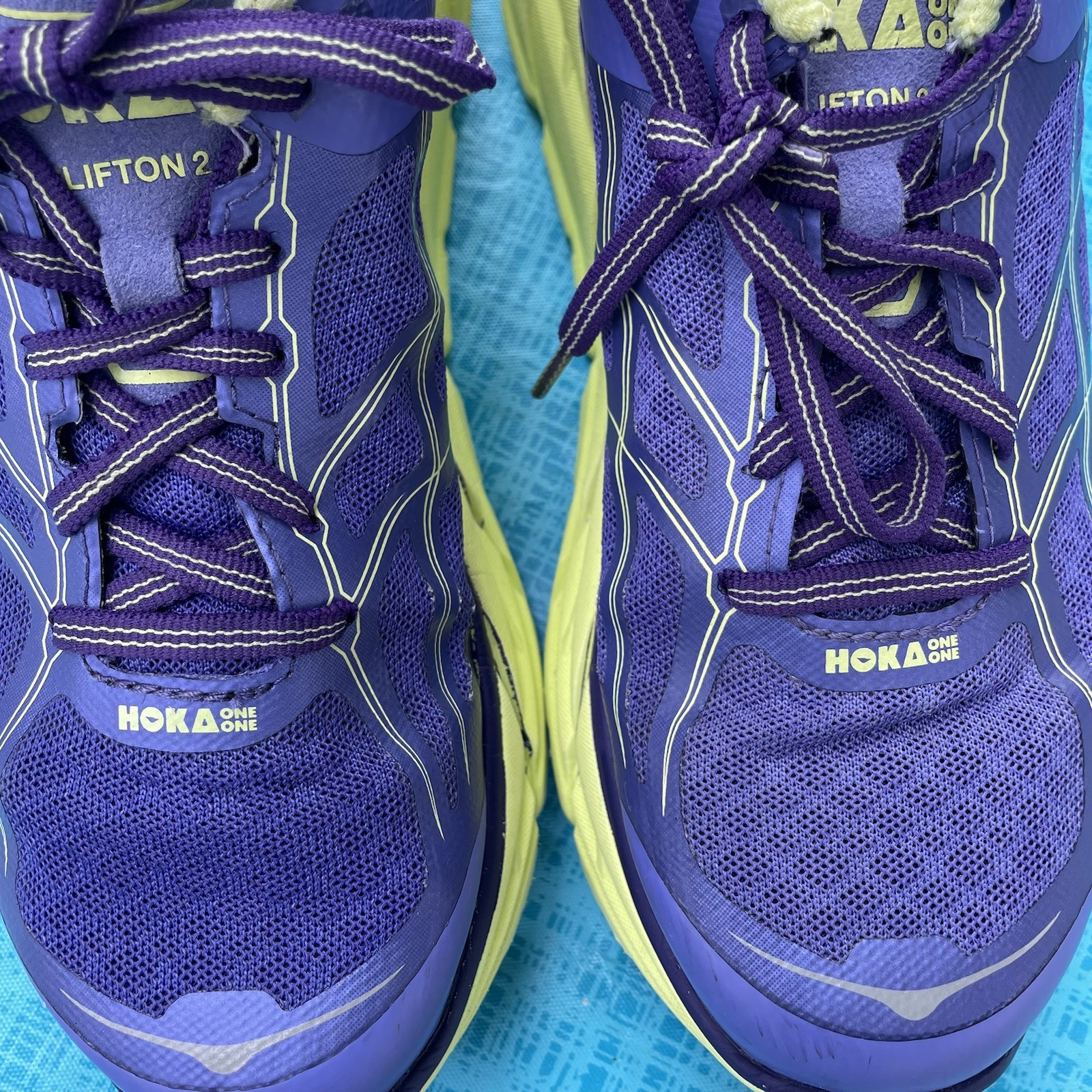 Hoka One One Clifton 2 Womens Size 7 Purple Yellow Running Shoes Sneakers