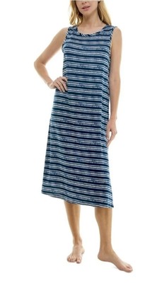 Roudelain Womens Printed Sleeveless Knit Nightgown Quartz Stripe Blue Small