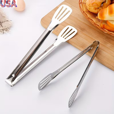 Stainless Steel Kitchen Tongs Serving Utensils BBQ Tongs For Cooking Heavy Duty