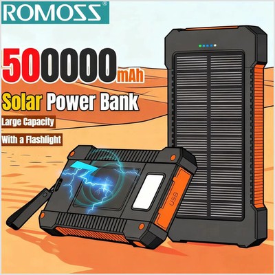 ROMOSS 120W 500000mAh Solar Power Bank Fast Charge Portable for iPhone 15/16/17