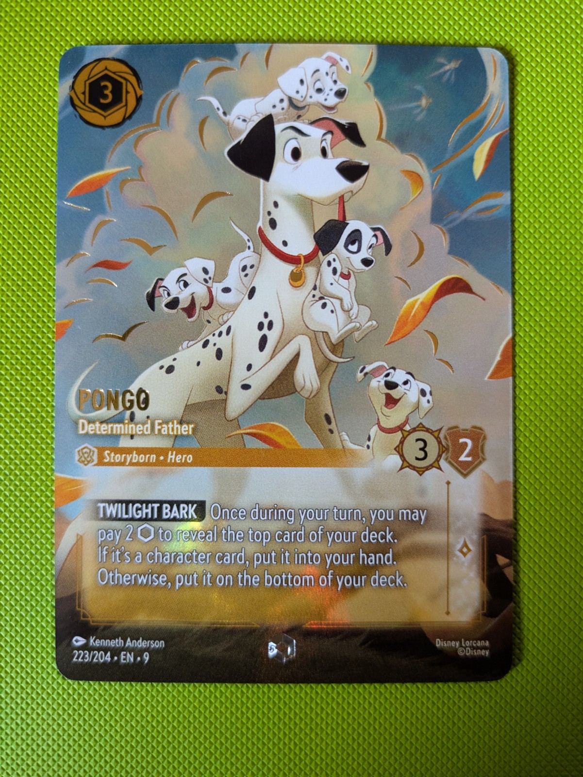 Disney Lorcana Pongo Determined Father 223/204 Fabled Enchanted Holo Foil