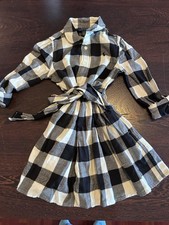 EUC Polo Ralph Lauren Girls SZ 5 Belted Buffalo Plaid Dress Black Ivory