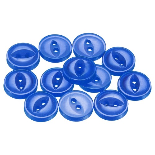 12pcs Sapphire Blue Round Sewing Buttons 10mm Resin 2-Hole Fish Eye Craft Button