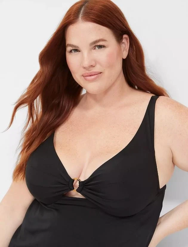 NUEVO NUEVO CON ETIQUETAS Negro Talla 40DD Sujetador con aros Junta tórica Tankini Top LANE BRYANT Foto 2 de 3