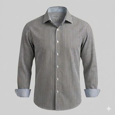 Jack Stone by Thomas Dean Shirt Mens Large Navy White Striped Contrast Cuff