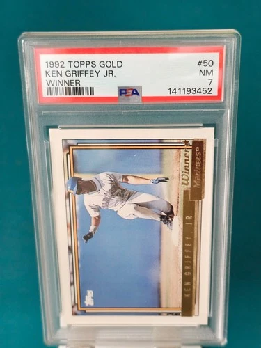 🔥 1992 Topps Gold Winner Ken Griffey Jr. #50 PSA 7 NM Mariners HOF 💎 Insert