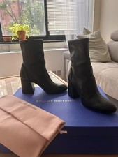 Stuart Weitzman Stretch Black Leather Mid-Cal...