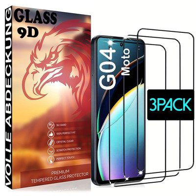 3x Full Screen Für Motorola Moto G04 Schutzglas Panzerfolie Echt Hartglas 9D