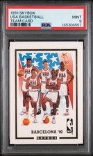 1991 SKYBOX TEAM CARD USA BASKETBALL PSA 9