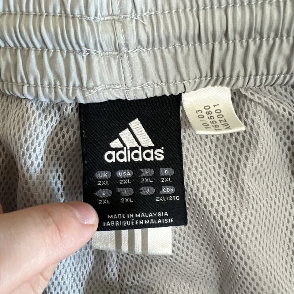 Pantalones deportivos Adidas vintage para hombre 2XL gris claro negro a rayas holgados pierna ancha Y2K Foto 3 de 4