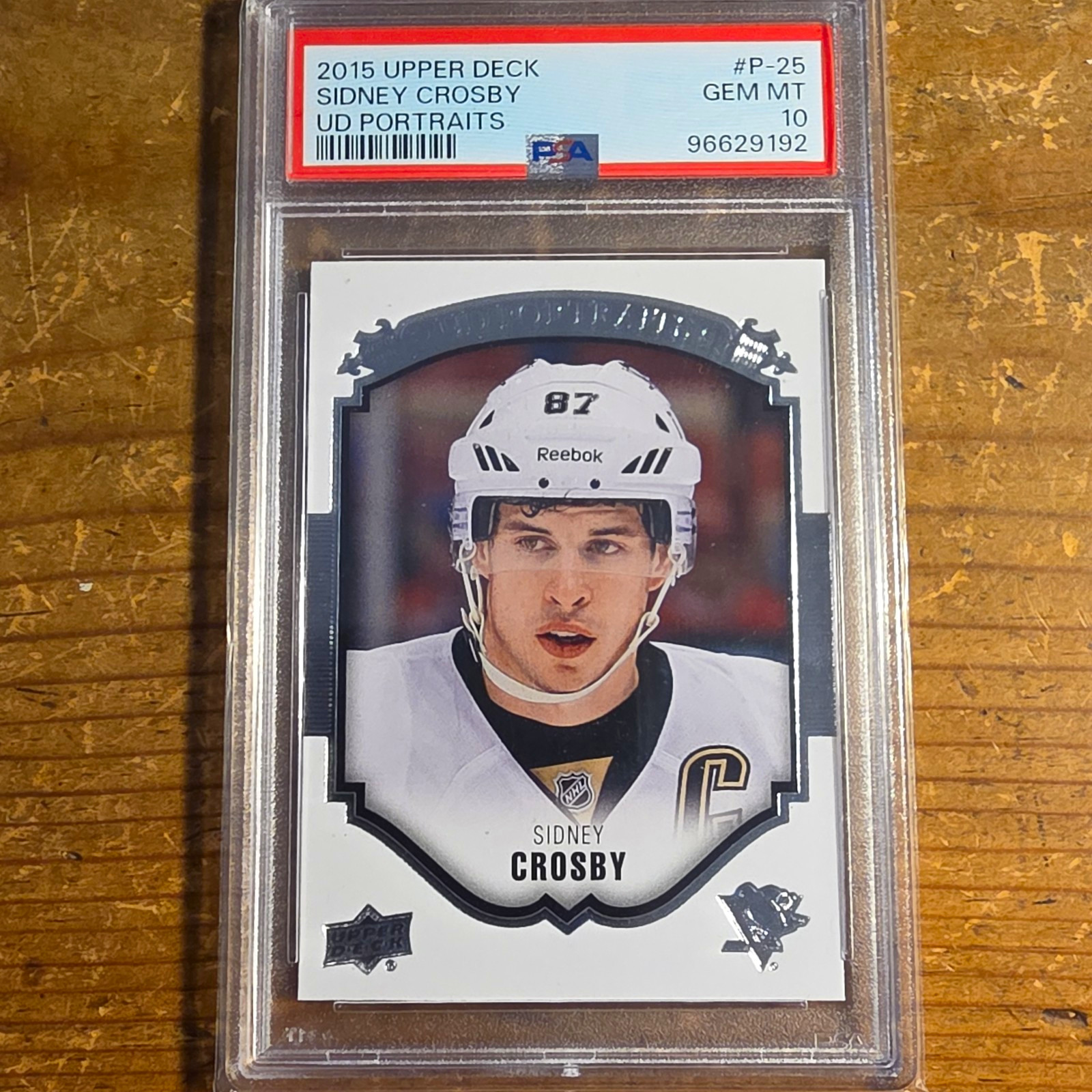Upper Deck 2015-16 UD Portraits Sidney Crosby Pittsburgh Penguins #P-25 Graded view 1