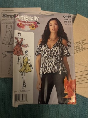 Simplicity Sewing Pattern 0465 Sizes 4-12 Misses Wrap Dress Top Belt Uncut 2011