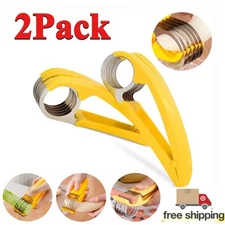 2Pcs Banana Slicer Fruit Knife Veggie Cutter Kitchen Bar Tool Stainless Steel