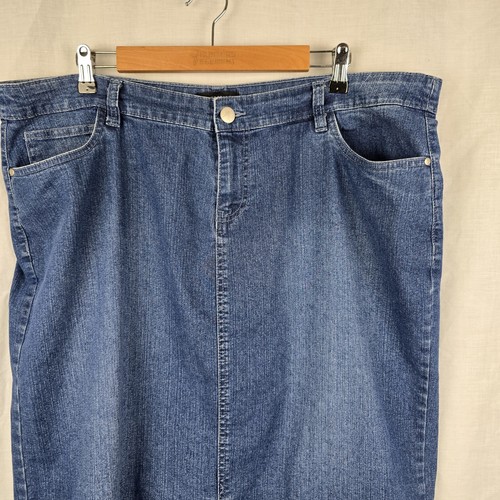 Autograph Size 18 Blue Denim Skirt MIDI Stretch Zip Fly 41" Waist - Picture 4 of 9