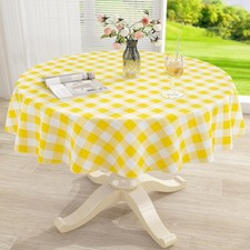 misaya Round Waterproof Vinyl Table Cloth, Buffalo Flannel Backed Tablecloth,...