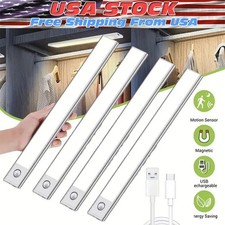 LED Motion Sensor Under Cabinet Closet Light USB Rechargeable Kitchen Strip Lamp