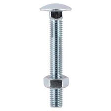 TIMCO Carriage Bolt & Hex Nut - BZP M10 x 120 Silver Pack 25