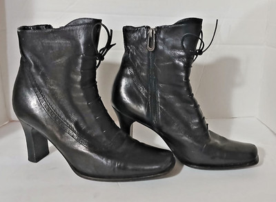 Roberto Botticelli Black Side Zip Ankle Boots Size 37.5 -7-1/2
