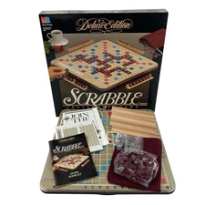 VINTAGE Scrabble Deluxe Edition COMPLETE Milton Bradley 1989 Crossword Word Game