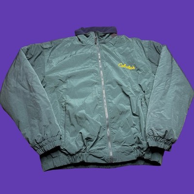 Cabela's Mens XL Green Nylon Jacket Fleece Lined Outdoors Hiking Coat