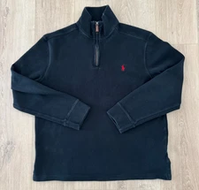 vintage Polo Ralph Lauren Quarter Zip Pullover Sweater XL Small Pony / Black