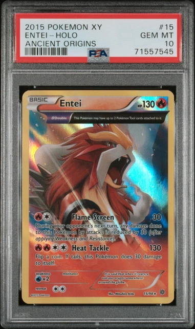 Pokemon Entei #15 XY Ancient Origins Holo PSA 10 Gem Mint