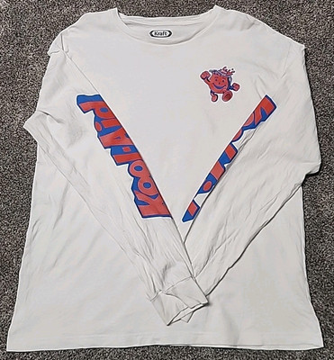 Kraft Kool-Aid Mens White Long Sleeve T-Shirt Size XL OH YEAAHH!  Red Man Y2K