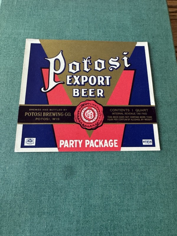 Potosi Brewing Co IRTP Party Package Qt Beer Bottle Label Wis Wisconsin 