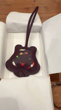 Hermes Petit H Tiger Bag Charm Deep Purple Lambskin Agneau Milo leather silk
