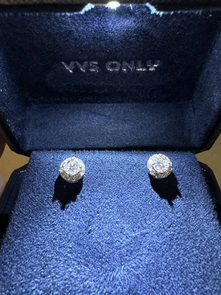 Brincos de halo de moissanita real ouro branco 14k mais de prata 925 hip hop unissex - Imagem 4 de 4