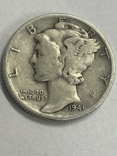 1941-D Mercury dime, 90% silver, Fine Cond., By REEDERSONG