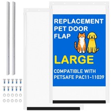 2 Pack Large Pet Door Replacement Flaps PAC11-11039 with 2 Metal Support Clam...
