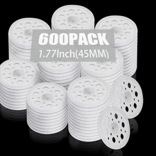 600 Pcs 45 mm White Plastic Washer Foam Board Fasteners and Load Spreading Po...
