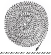 Silver Ceiling Fan Pull Chain, 120" Extra Long Rust Proof 3mm Beaded Ball Light