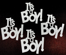 It  s A Boy Title Paper Die Cut 4 Pc. Baby Embellishment Card Scrapbooking Blue