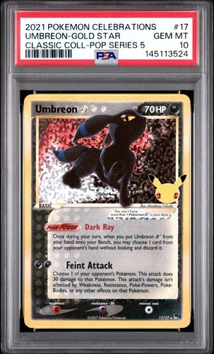 PSA 10 UMBREON 17/17 GOLD STAR CELEBRATIONS CLASSIC COLLECTION POKEMON ✨