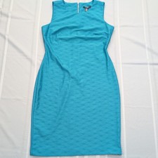 Chaps Drew Blue Wavy Pattern Elegant Classic Dress Size 6