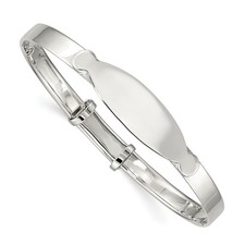 Silver Polished Adjustable ID Baby Bangle Bracelet QB1051