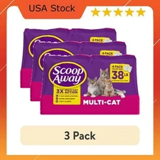(3 pack) Scoop Away Multi Cat Litter With Meadow Fresh Scent, 38 lb. Box