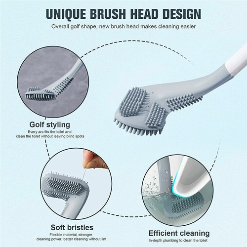 Golf Toilet Brush Long-Handled Toilet Brush Wall-Mounted Silicone Toilet Brush - Picture 9 of 20