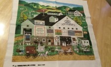 Vintage Old American Town Fabric Plaque for Embroidery 1986 by Dimensions