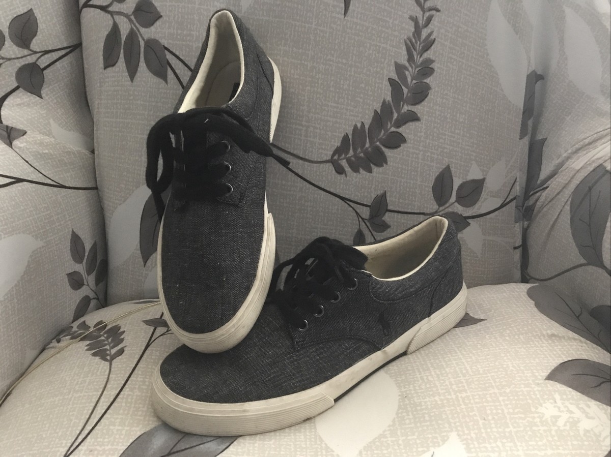 Polo Ralph Lauren Felton Canvas Boat Shoes Sneakers Men Lace Up Black D