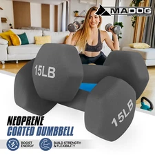 2x Neoprene Coated Hex Dumbbell Non-Slip Gym Fitness Arm Strength Training,15LB