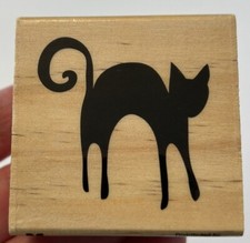 Craft Smart HALLOWEEN BLACK CAT Wood Mount Rubber Stamp